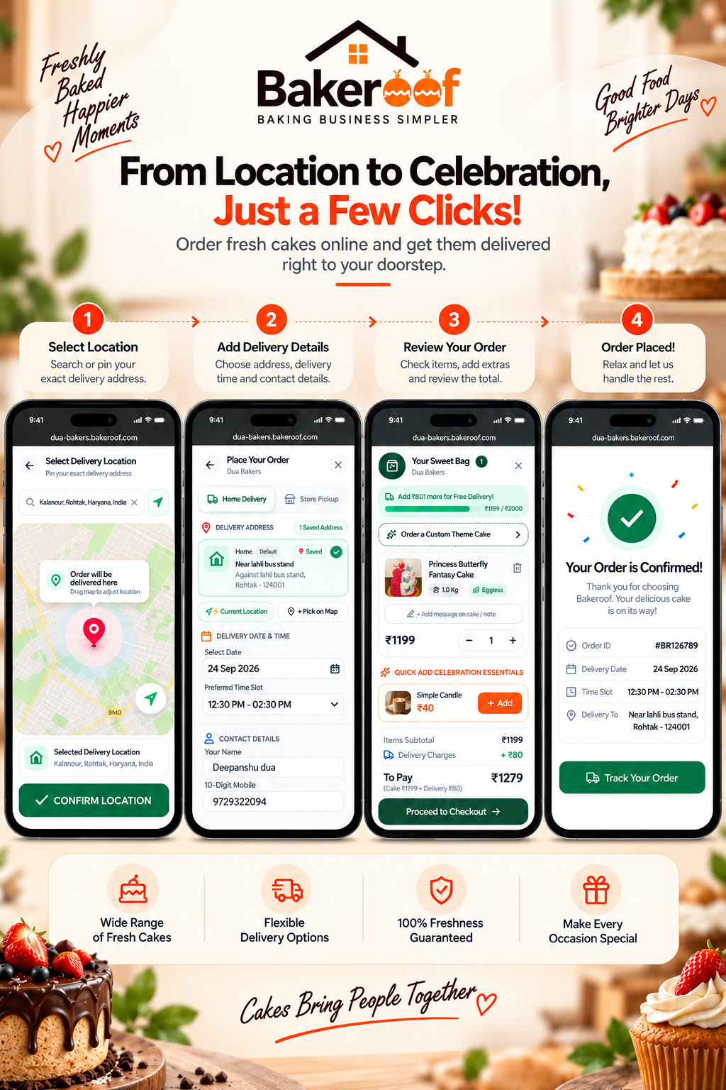 Doorstep Delivery & Rider Dispatch - Bakeroof Online Cake Ordering Mobile