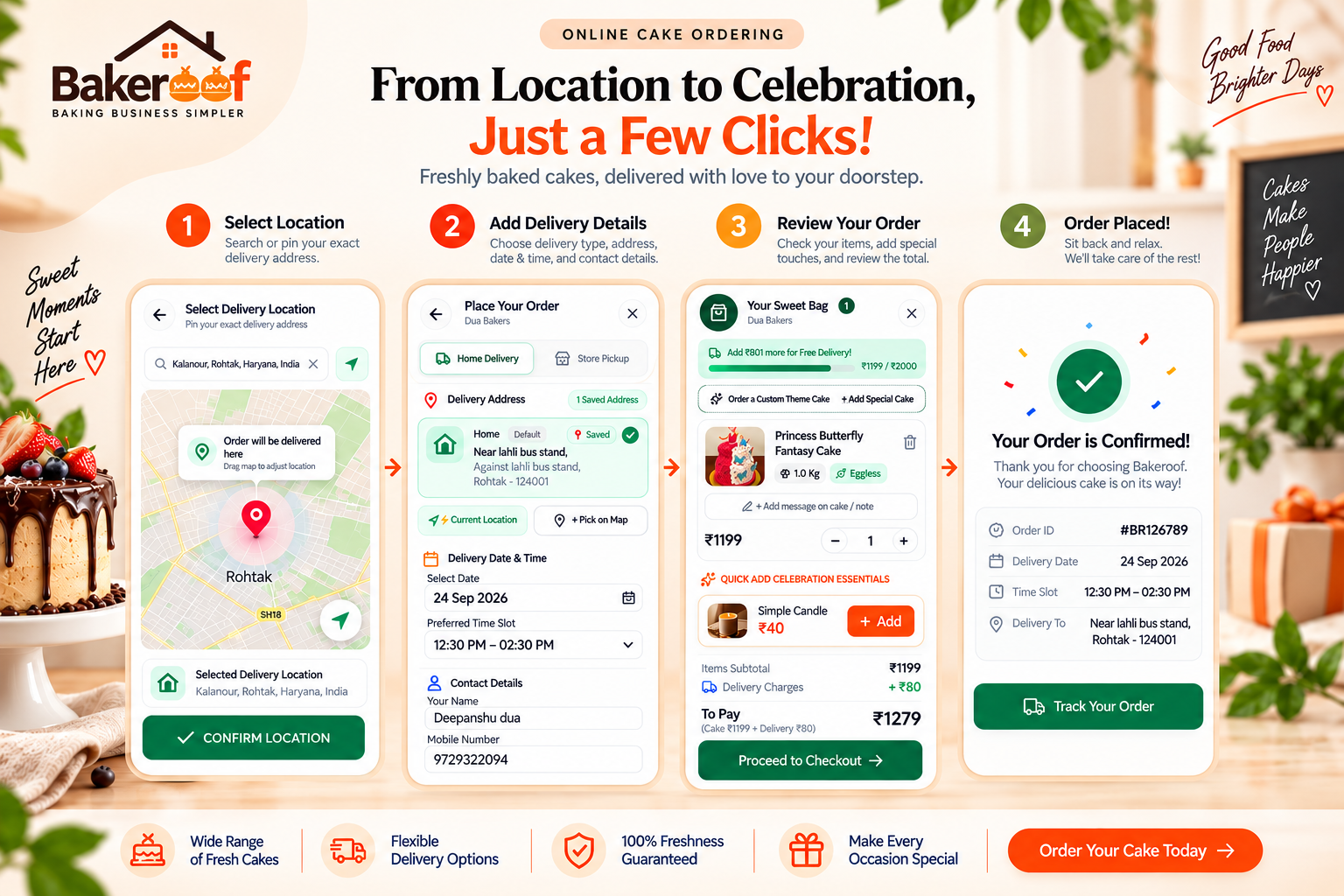 Doorstep Delivery & Rider Dispatch - Bakeroof Online Cake Ordering