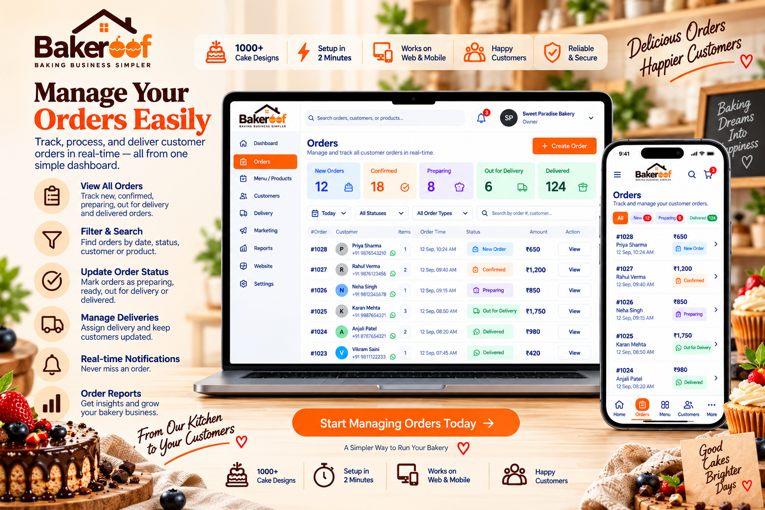 Manage All Orders in One Place - Bakeroof Orders Management Dashboard