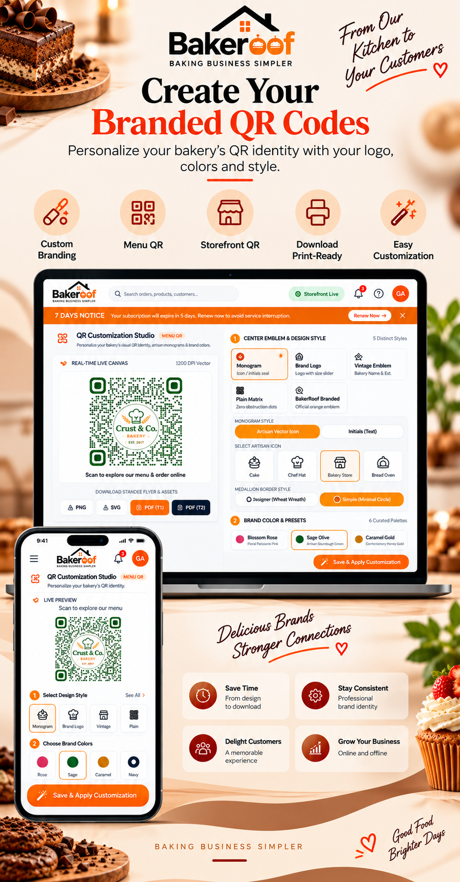 Create Branded QR Codes for Your Bakery - Bakeroof QR Code Management Mobile